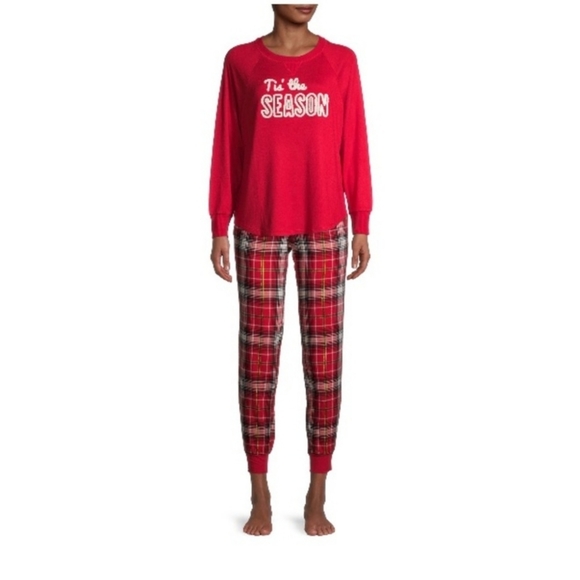 Secret Treasures Pajama Top Womens Small Red White Tis The Season Christmas - Picture 4 of 5